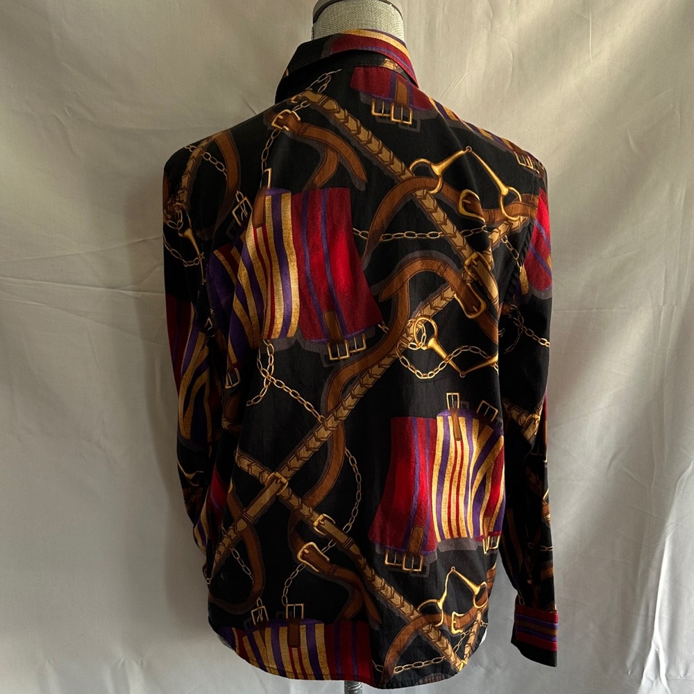 Ralph Lauren Green Label Petite Cotton Garment with Brown and Purple Accents - Picture 5 of 10